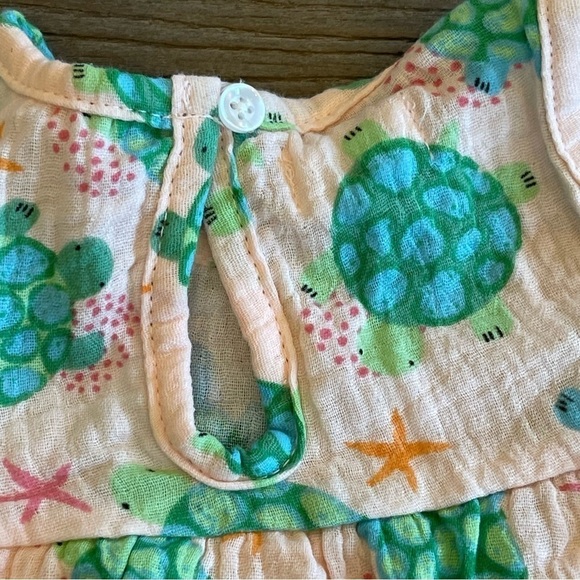 Mudpie Dress Muslin Gauzy Cotton Summer Spring Turtles Beach Vacation Hawaii New - Picture 6 of 10
